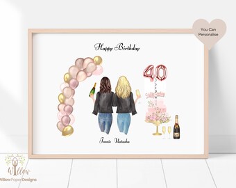 Personalised Print for 40th Birthday, 40th Birthday gift for her, 40th Birthday Gift, 40th Birthday Print, 40th Birthday Ideas for women