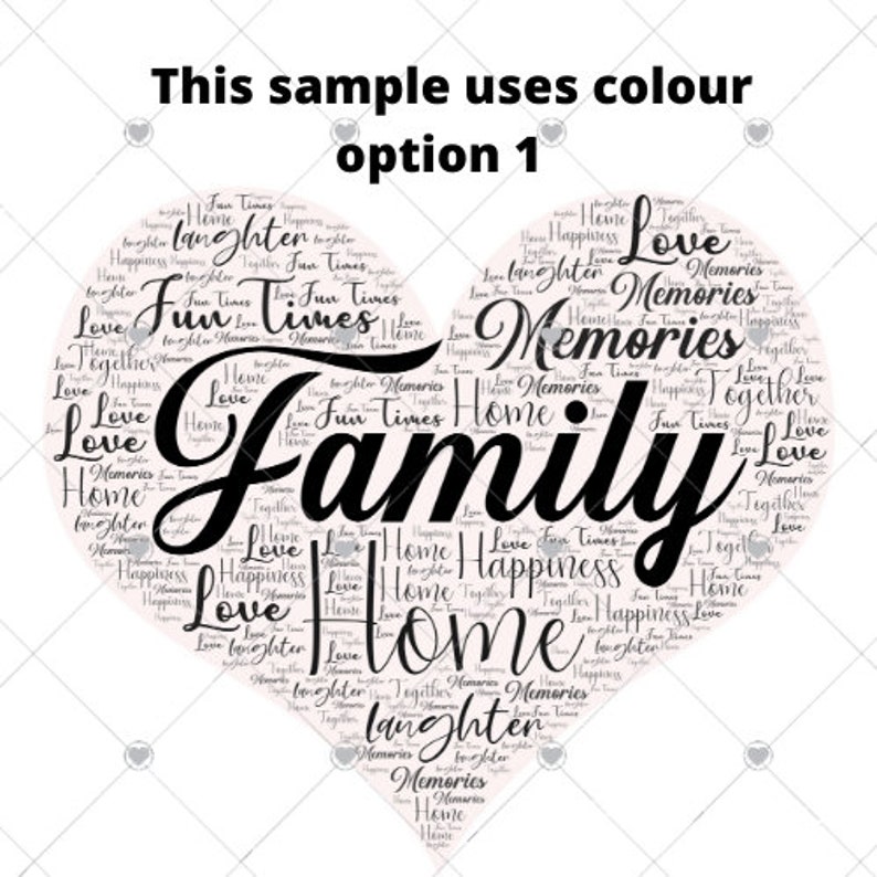 Personalised Family Heart Word Art Family Print House Etsy UK