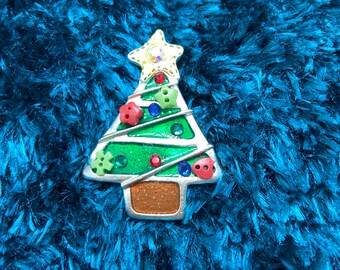 Fun Small Enameled Christmas Tree Pin