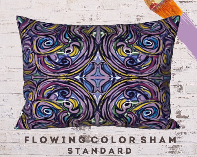 Standard Sham, King Size Sham, Abstract Art Sham, Boho Pillow Cover, Designer Sham, Bohemian Bedding, Contemporary Sham, Colorful Pillow