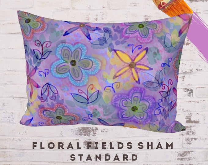 Boho Pillow Sham, Floral Sham, King Pillow Cover, Standard Pillow Case, Modern Sham, Floral Bedding, Abstract Bedding, Colorful Sham