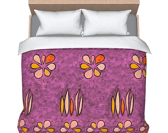 Queen Duvet Cover King Size Bedding Boho Artist Design Designer Bed Decor Luxury Bed Cover Colorful Artwork Abstract Art Duvet Flower Design