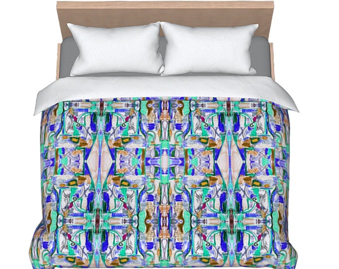 Abstract Duvet, King Size Duvet, Queen Duvet, Bohemian Duvet, Art Bedding, Colorful Duvet, Designer Bedding, Colorful Bed Cover, Boho Duvet