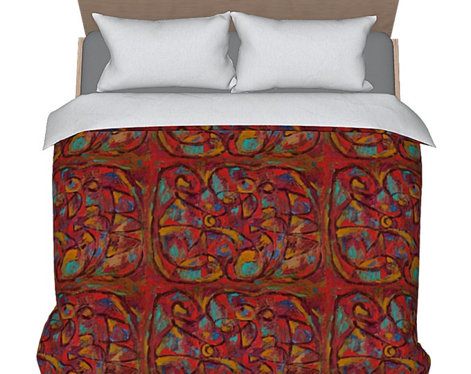 Colorful King Duvet Queen Bedding Designer Luxury Bed Comforter Cover Abstract Art Bedding Modern Boho Retro Artsy Unique Bedroom Decor