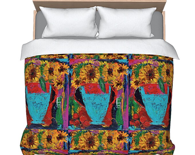 King Size Duvet Queen Bedding Modern Art Bedding Sunflower Design Colorful Designer Boho Bed Cover Abstract Bedroom Decor Artsy Pattern