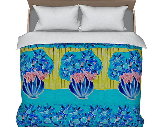 King Bedding Queen Duvet Colorful Flower Pattern Abstract Art Modern Designer Boho Bed Cover Bright Contemporary Elegant Artsy New Bedding