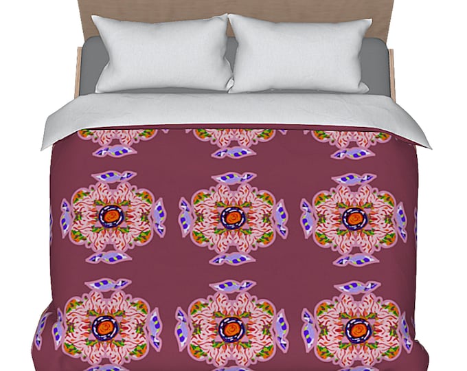 Art Duvet Colorful Designer Modern Abstract Artistic Unique Bedding Boho Retro Bed Comforter Cover Flower Print Funky Luxury Bedroom Decor
