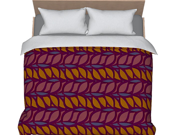 King Duvet Queen Bedding Abstract Bed Cover Designer Luxury Home Decor Unique Art Colorful Leaf Artsy Modern Boho Bedroom Comforter Cover