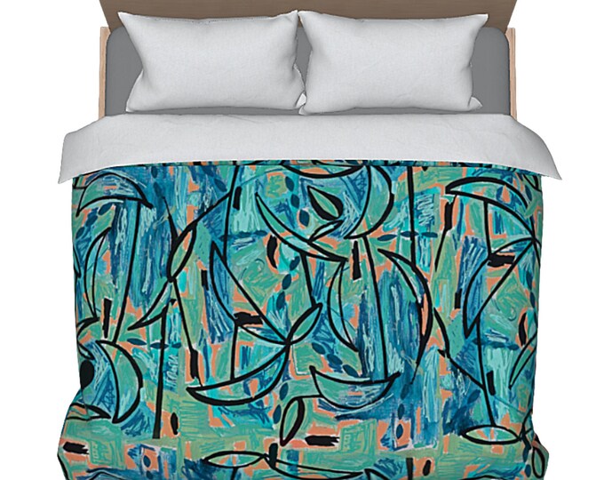 Art Bedding King Queen Duvet Designer Luxury Bed Cover Boho Abstract Modern Coverlet Unique New Home Decor Artsy Master Bedroom Decorating