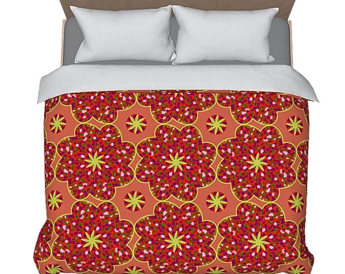 Colorful King Duvet Queen Bedding Designer Luxury Bed Comforter Cover Abstract Bedroom Colorful Decor Modern Art Boho Artsy Flower Retro