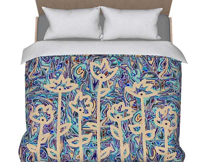 Colorful Bedding King Duvet Queen Bed Cover Abstract Art Flower Duvet Luxury Designer Boho Unique Modern Artsy New Home Bedroom Decor Ideas