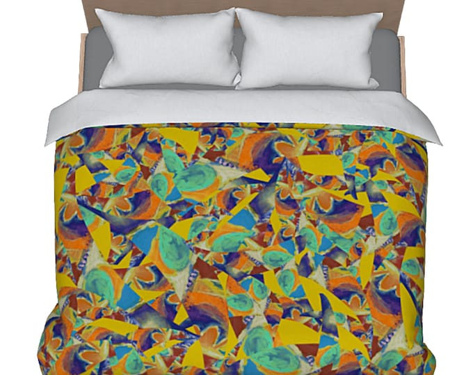 Duvet Cover Queen King Abstract Art Bedding Colorful Bedroom Decor Designer Bed Cover Elegant Artsy Modern Bold Decorative Print Pattern