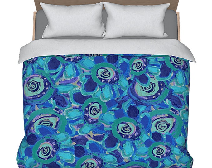 King Bedding Duvet Cover Queen Colorful Luxury Abstract Art Bedroom Decor Boho Flower Design Unique Blue Bed Cover Modern Home Decorating