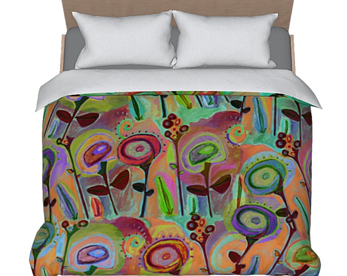 Art Bedding Modern Duvet Abstract Flower Print Bed Comforter Cover Designer Bedroom Colorful Chic Decor Luxury Unique Retro Boho Artistic