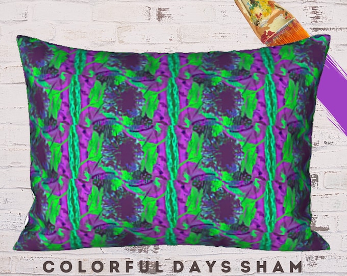 Standard Size Sham, King Pillow Sham, Designer Sham, Colorful Bedding, Abstract Art Sham, Printed Pillow Cover, Artistic Sham, Luxury Sham