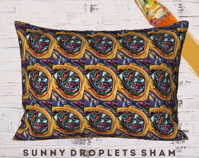 King Pillow Sham, Standard Size Sham, Colorful Sham, Abstract Art Sham, Luxury Bedding, Designer Sham, Printed Pillow Sham, Pillow Cover