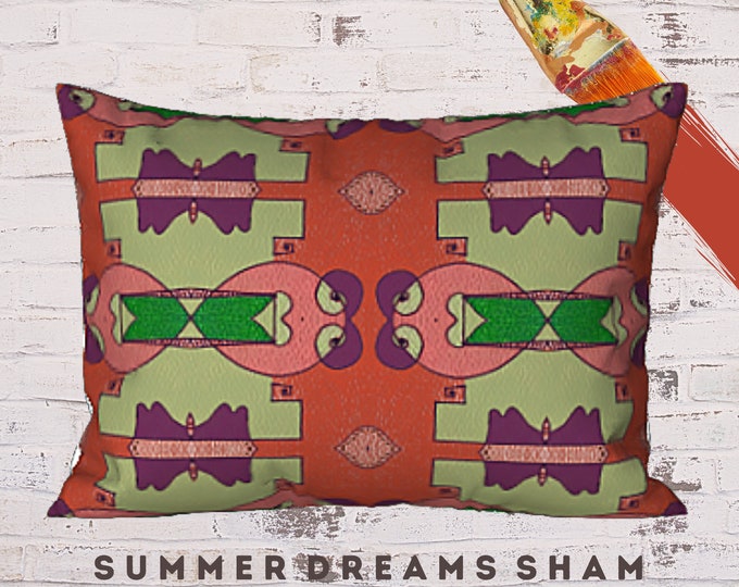 King Pillow Sham, Standard Size Sham, Luxury Bedding, Abstract Art Sham, Designer Sham, Boho Bedding, Modern Pillow Cover, New Bedding