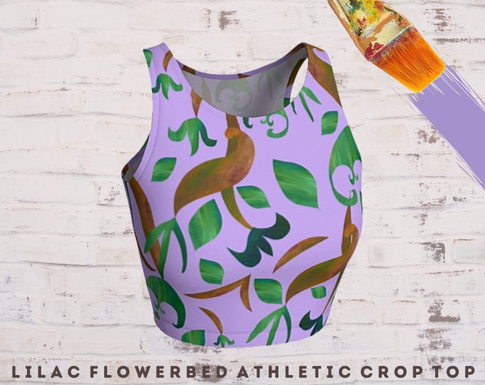 Yoga Clothing, Athletic Clothing, Women Crop Top, Wearable Art, Workout Top, Cropped Top, Floral Crop Top, Workout Gift, Yoga Gift, Art Wear