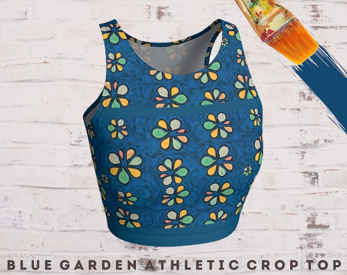 Athletic Top, Crop Top for Women, Floral Yoga Top, Athletic Shirt, Yoga Clothing, Workout Clothing, Wearable Art, Yoga Gift, Workout Gift
