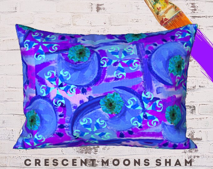 King Pillow Sham, Standard Size Sham, Abstract Art Sham, Designer Pillow, Boho Bedding, Bohemian Sham, Modern Pillow Cover, Luxury Bed Decor