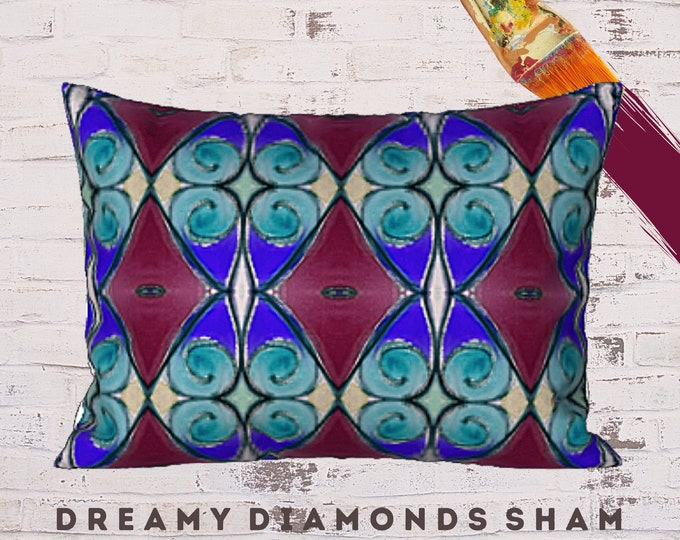 Abstract Art Sham, King Pillow Sham, Standard Size Sham, Boho Bedding, Bohemian Sham, Modern Pillow Cover, Unique Bed Decor, Designer Pillow