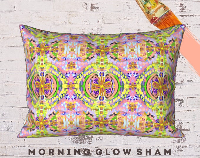 King Pillow Sham, Standard Size Sham, Boho Pillow Cover, Abstract Art Sham, Luxury Bedding, Bohemian Sham, Colorful Bedding, Designer Sham