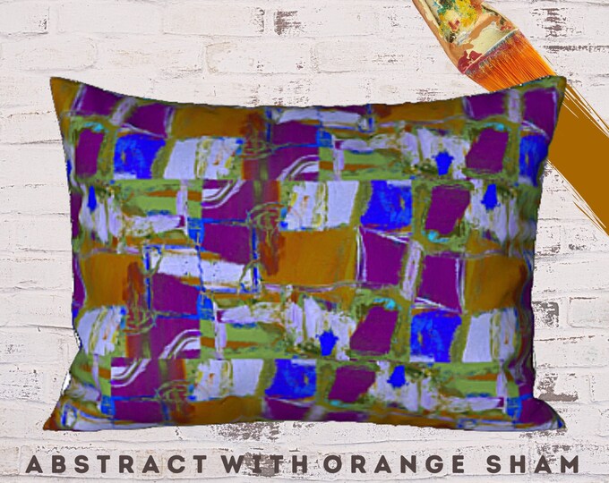 King Size Sham, Standard Sham, Designer Sham, Boho Pillow Sham, Pillow Cover, Luxury Bedding, Abstract Art Sham, Artsy Sham, Colorful Pillow