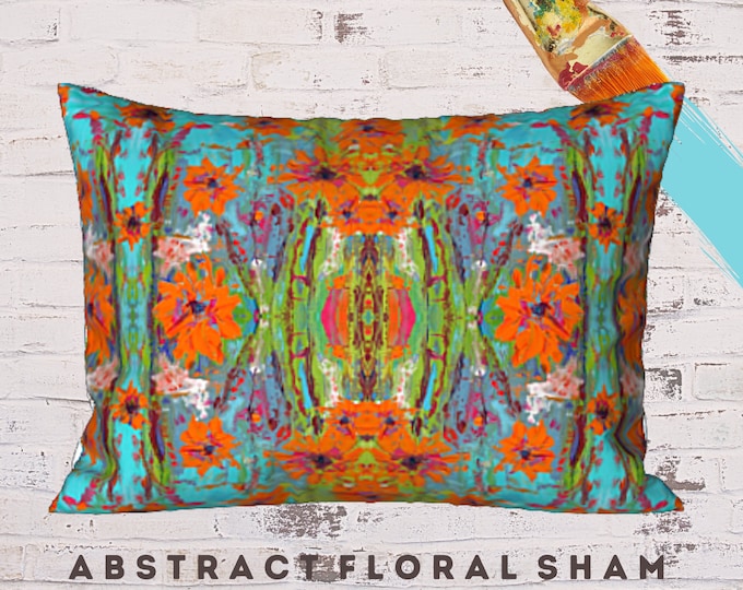 King Pillow Sham, Standard Size Sham, Boho Sham, Abstract Art Sham, Designer Sham, Bohemian Sham, Luxury Pillow Cover, Colorful Pillow Sham