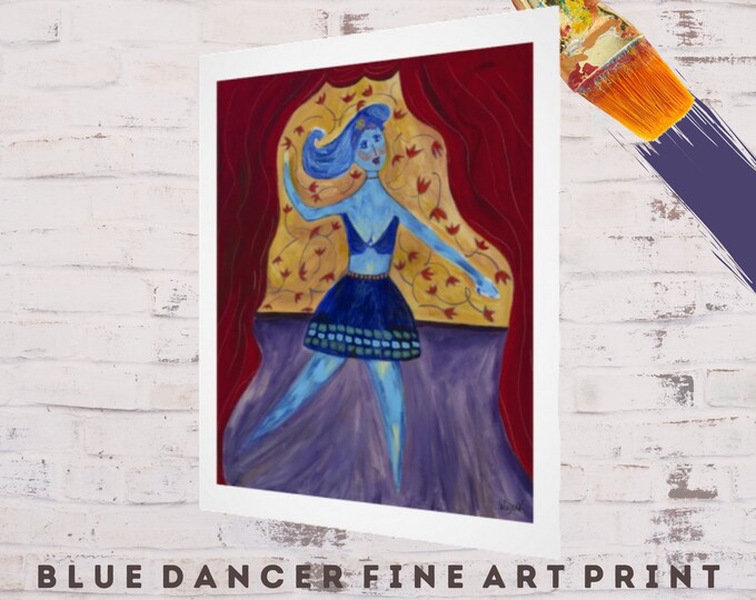 Fine Art Abstract Print Dancer Wall Hanging Living Room Office Home Decor Folk Painting Boho Retro Colorful Modern Unique Artistic Gift