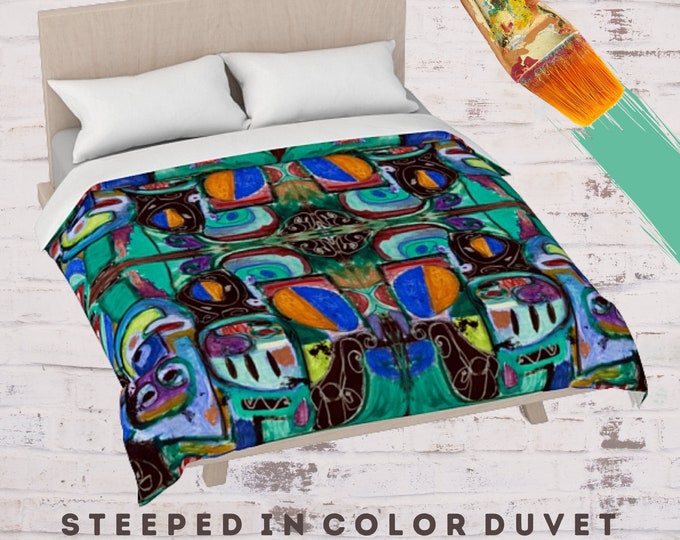 Modern Duvet, Abstract Art Duvet, Colorful Duvet, Boho Bed Cover, New Bedding, Contemporary Bedding, Unique Bed Decor, Cotton Bedding