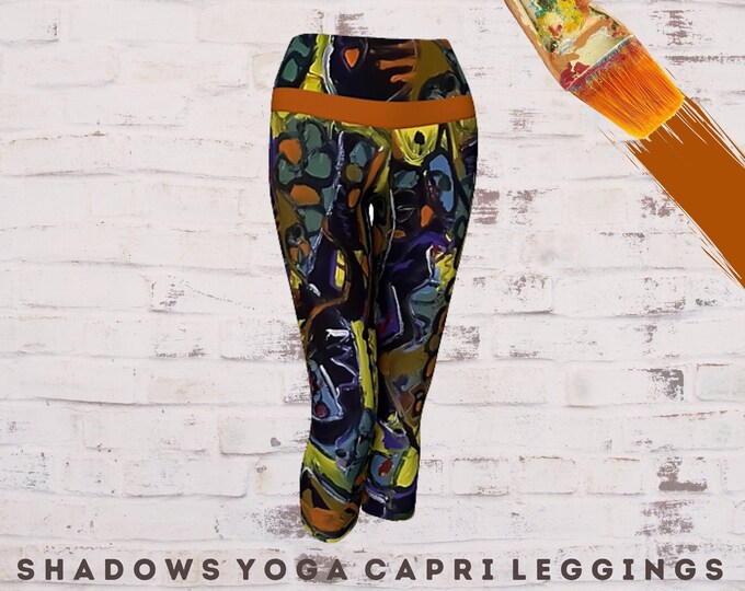 Yoga Capri Legging, Leggings for Women, Yoga Clothing, Yoga Pants, Athletic Pants, Yoga Gift, Workout Clothing, Wearable Art, Gift for Her