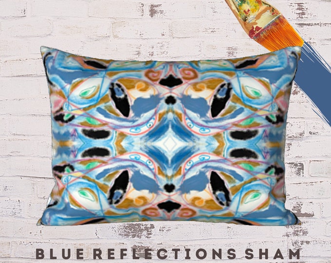 Modern Sham, King Pillow Sham, Standard Sham, Art Pillow Cover, Boho Sham, Designer Pillow, Abstract Bedding, Colorful Pillow Case