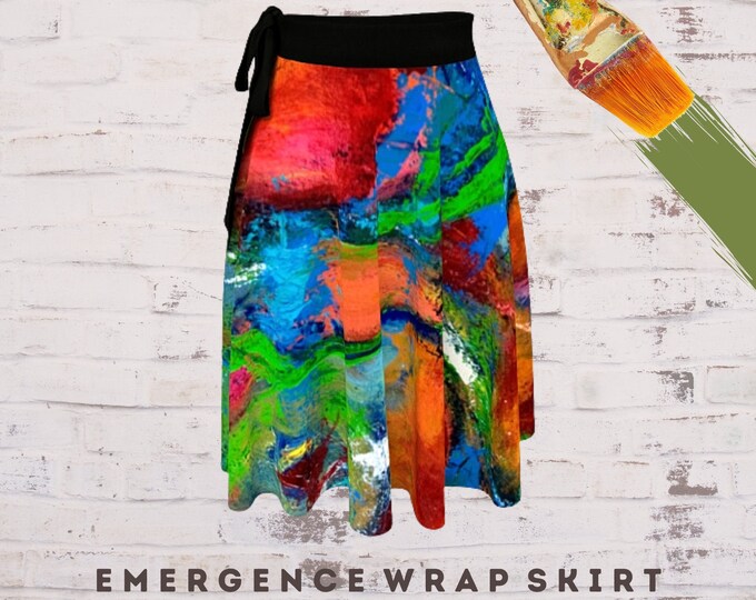 Skirt for Women Boho Wrap Designer Skirt Wearable Art Bohemian Patterned Skirt Abstract Clothing Art Wear Dress Skirt Casual Artsy Clothing