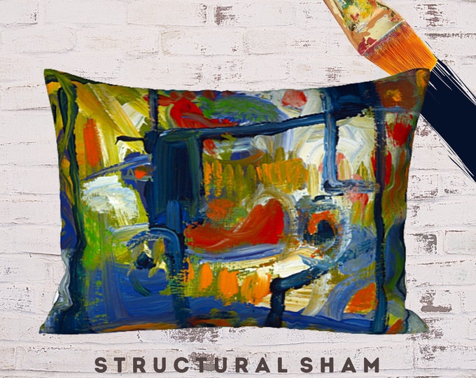 Abstract Art Sham, Modern Pillow Sham, King Sham, Standard Sham, Pillow Cover, Bohemian Bedding, Boho Bedding, New Bedding, Designer Pillow