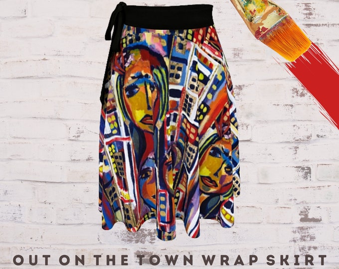 Wrap Skirt, Dress Skirt, Skirt for Women, Wearable Art, Abstract Clothing, Boho Skirt, Art Wear, Colorful Skirt, Casual Clothing