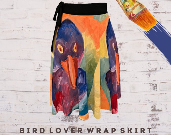 Skirt for Women, Wrap Skirt, Wearable Art, Bird Clothing, Women Clothing Boho, Art Wear, Casual Clothing, Art Clothing, Abstract Clothing