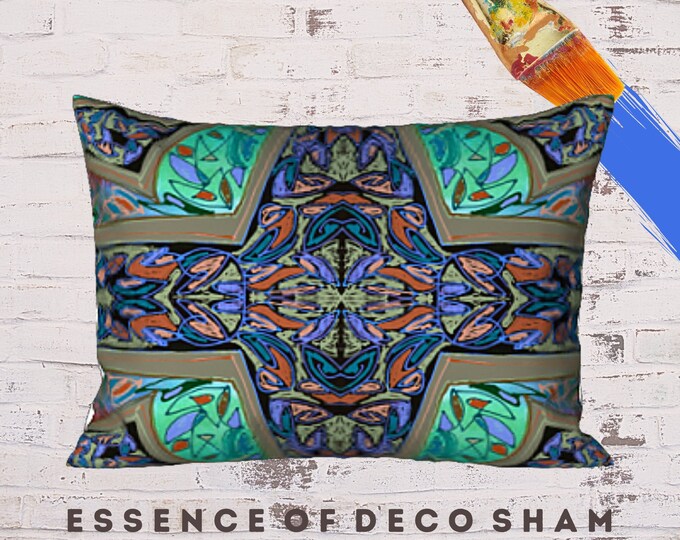 King Pillow Sham, Standard Size Sham, New Bedding, Abstract Art Sham, Designer Pillow, Boho Bedding, Modern Pillow Cover, Unique Bed Decor