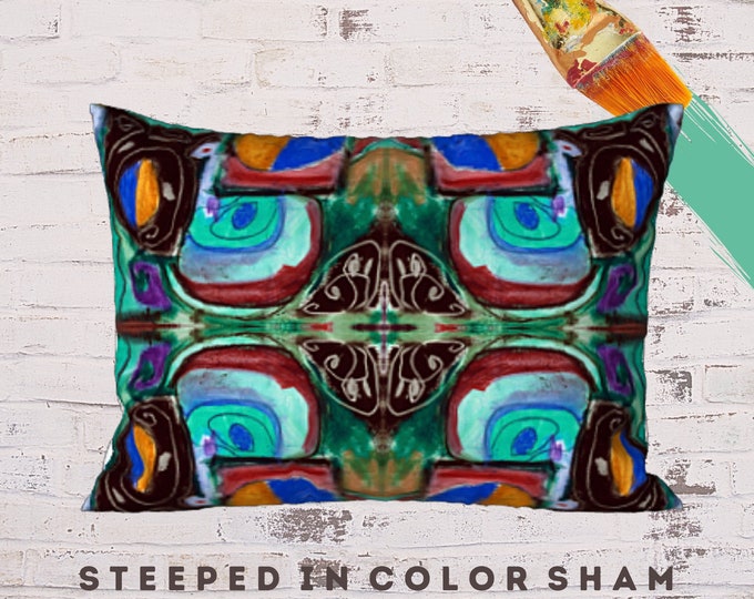 Abstract Art Sham, King Pillow Sham, Standard Size Sham, Boho Bedding, Designer Pillow, New Bedding, Modern Pillow Cover, Unique Bed Decor