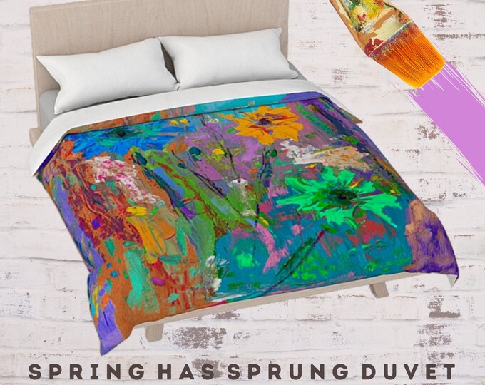 Duvet Designer Luxury Abstract Art Bedding Colorful Spring Boho Cotton Sateen Bed Comforter Cover Flower Bedroom Elegant Home Chic Decor