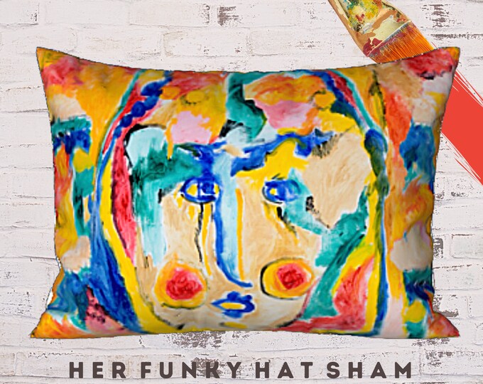 Standard Size Sham, King Pillow Sham, Designer Sham, Colorful Bedding, Abstract Face Sham, Art Sham, Modern Pillow Cover, New Luxury Bedding