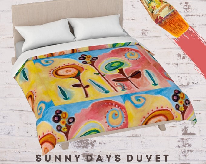 Bed Duvet Cover Boho Bedding Cotton Sateen Abstract Art King Queen Full Twin Spring Flower Bed Comforter Cover Retro Colorful Artsy Modern