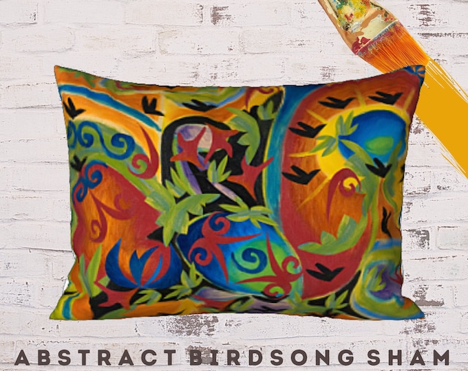 Abstract Art Sham, Boho Pillow Cover, Designer Sham, King Sham, Standard Sham, Bohemian Bedding, Contemporary Sham, Colorful Pillow