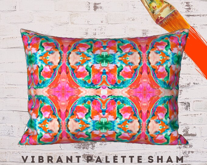 Abstract Art Sham, King Pillow Sham, Standard Size Sham, Designer Pillow, Boho Bedding, Bohemian Sham, Modern Pillow Cover, Unique Bed Decor