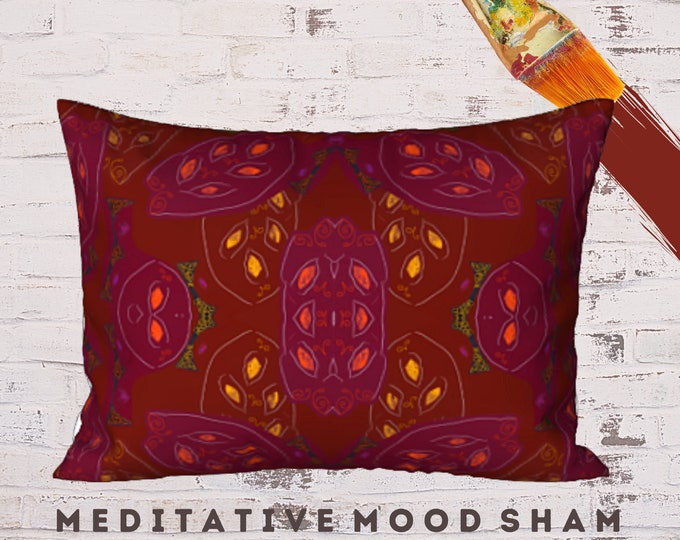 King Pillow Sham, Standard Size Sham, New Bedding, Abstract Art Sham, Designer Pillow, Boho Bedding, Modern Pillow Cover, Unique Bed Decor