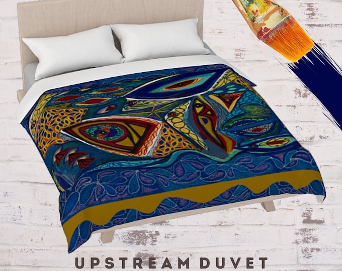 Abstract Bedding, King Bedding, Queen Bedding, Art Duvet Cover, Boho Duvet, Aquatic Design, Full Bed Cover, Twin Duvet, Unique Bedding,