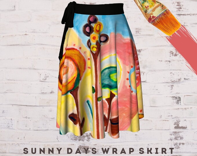 Wrap Skirt, Dress Skirt, Skirt for Women, Designer Fashion, Wearable Art, Boho Skirt, Bohemian Clothing, Art Wear, Floral Print