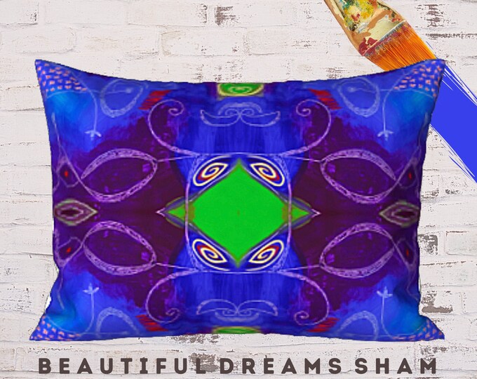 Modern Pillow Sham, King Sham, Standard Sham, Art Pillow Cover, Unique Boho Sham, Designer Pillow, Abstract Bedding, Colorful Pillow Case