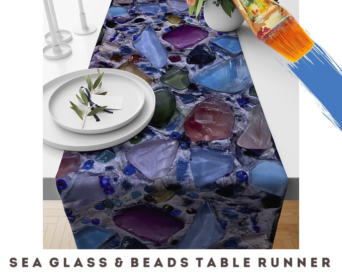 Table Runner Abstract Art Dining Room Kitchen Buffet Top Scarf Luxury Entertainment Decor Decorative Unique Colorful Designer Artsy Gift