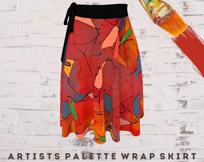 Dress Skirt, Wrap Skirt, Boho Skirt, Patterned Skirt, Skirt for Women, Wearable Art, Art Wear, Abstract Clothing, Women Boho Clothing