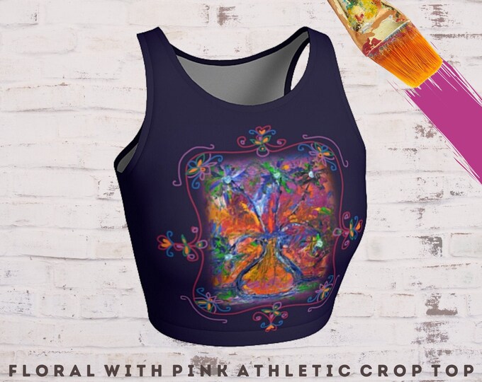 Yoga Top, Athletic Clothing, Women Crop Top, Wearable Art, Workout Clothes, Cropped Top, Yoga Tank, Workout Gift, Yoga Gift, Art Wear